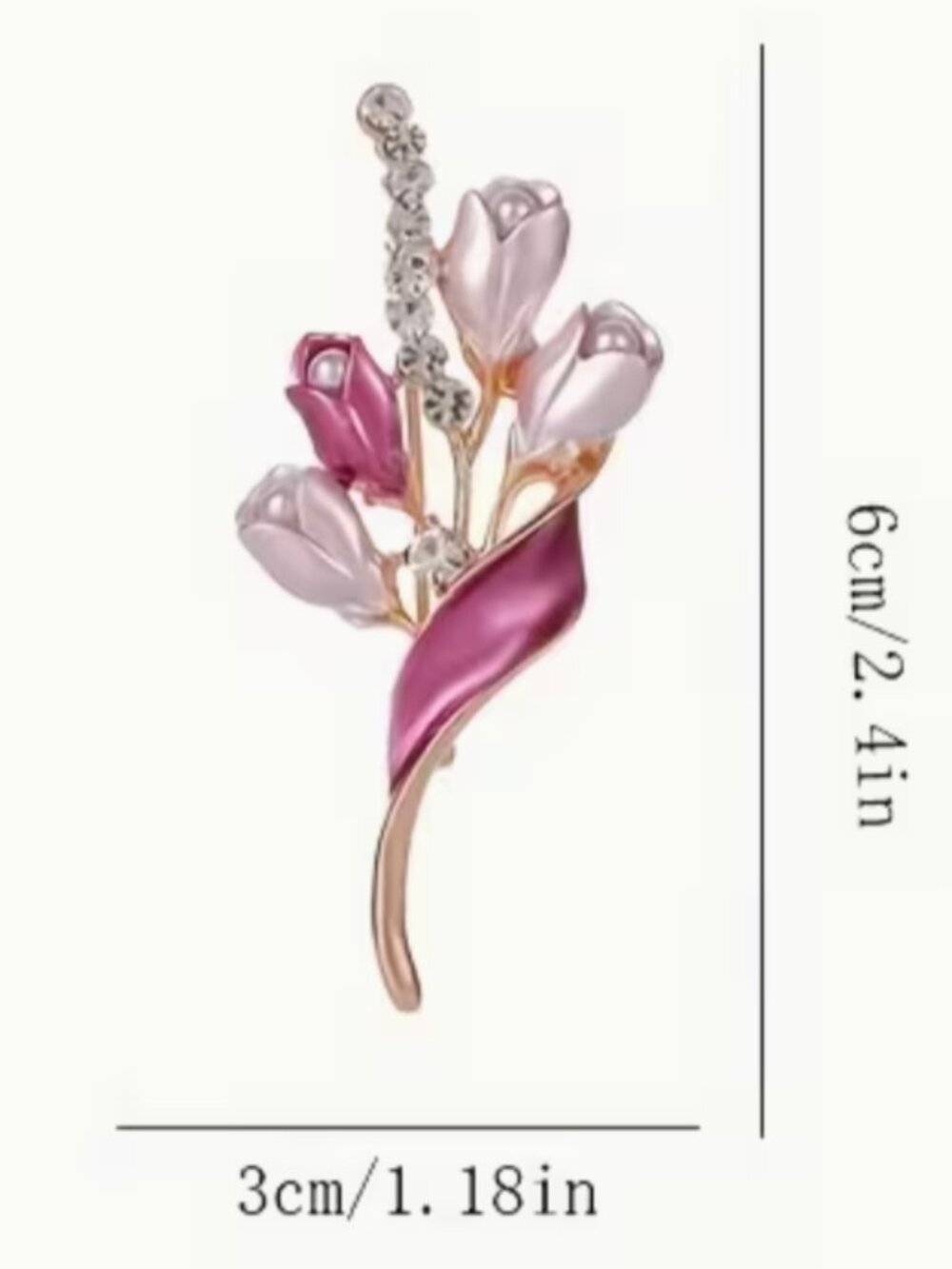 Pink Enamel Tulip Brooch - Picture 4 of 4